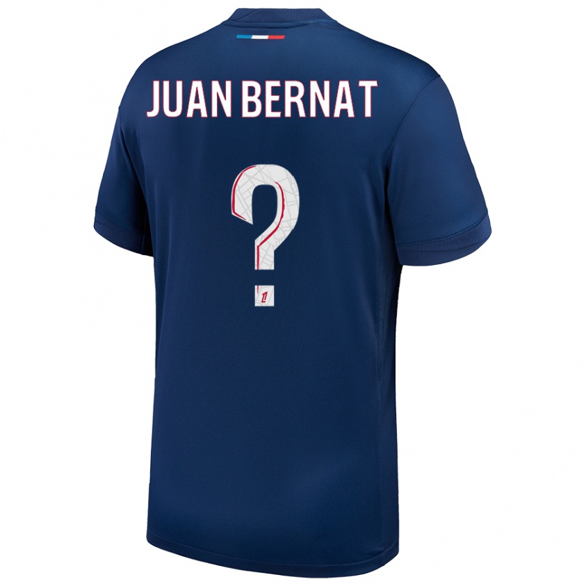 Kandiny Niño Camiseta Juan Bernat #0 Azul Marino Blanco 1ª Equipación 2024/25 La Camisa Chile