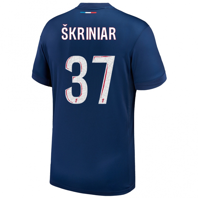 Kandiny Niño Camiseta Milan Skriniar #37 Azul Marino Blanco 1ª Equipación 2024/25 La Camisa Chile