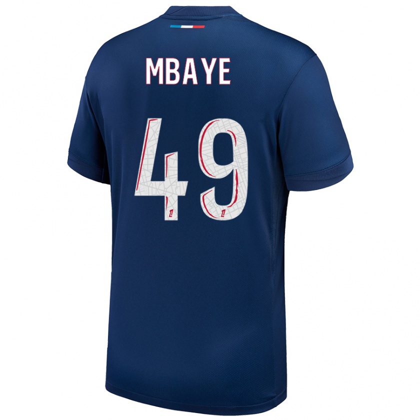 Kandiny Niño Camiseta Ibrahim Mbaye #49 Azul Marino Blanco 1ª Equipación 2024/25 La Camisa Chile