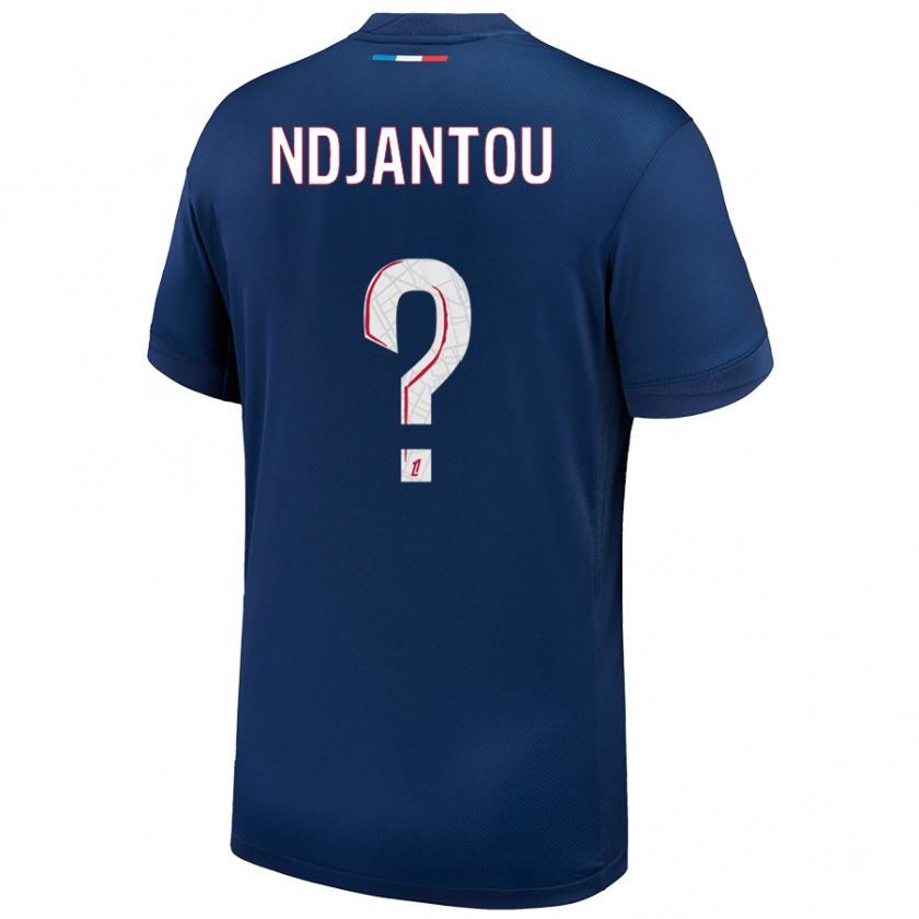 Kandiny Niño Camiseta Quentin Ndjantou #0 Azul Marino Blanco 1ª Equipación 2024/25 La Camisa Chile