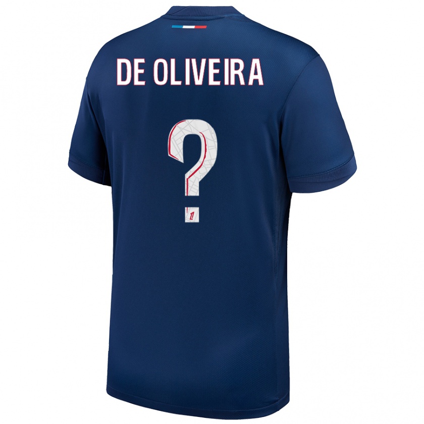 Kandiny Niño Camiseta Mathieu De Oliveira #0 Azul Marino Blanco 1ª Equipación 2024/25 La Camisa Chile