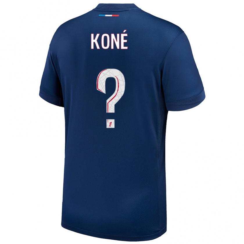 Kandiny Niño Camiseta Zanga Koné #0 Azul Marino Blanco 1ª Equipación 2024/25 La Camisa Chile