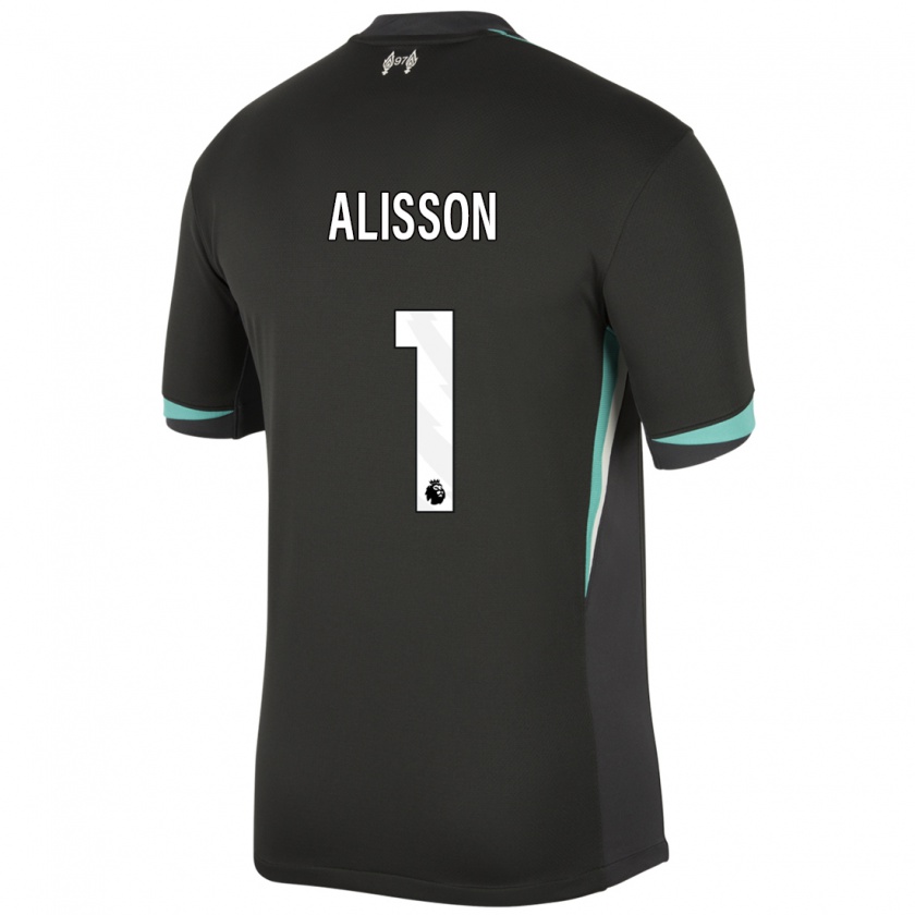 Kandiny Niño Camiseta Alisson #1 Negro Antracita Blanco 2ª Equipación 2024/25 La Camisa Chile