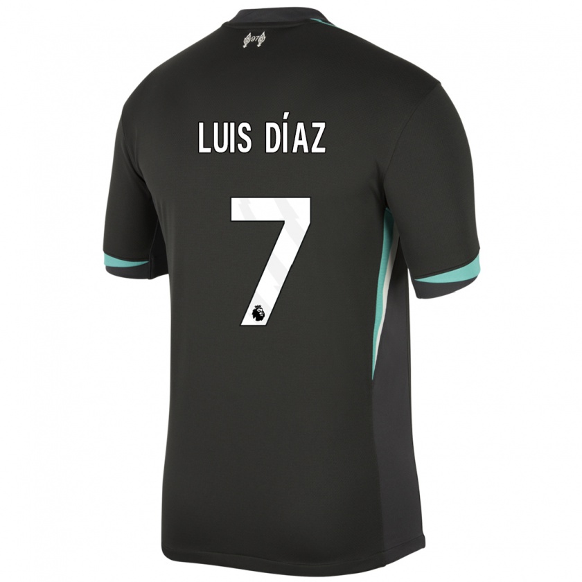 Kandiny Niño Camiseta Luis Díaz #7 Negro Antracita Blanco 2ª Equipación 2024/25 La Camisa Chile