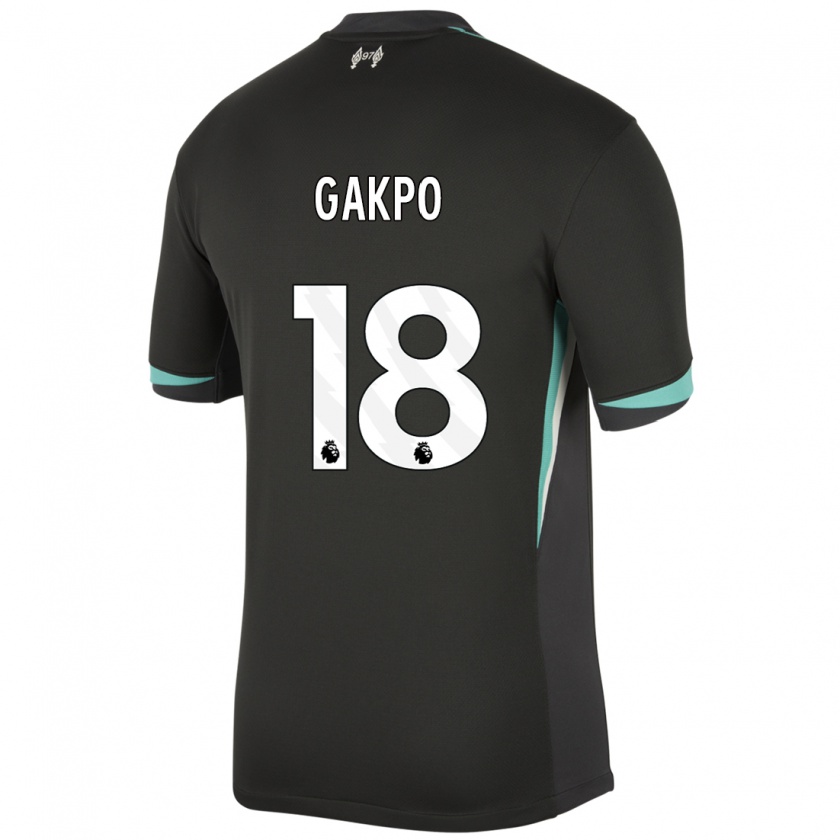 Kandiny Niño Camiseta Cody Gakpo #18 Negro Antracita Blanco 2ª Equipación 2024/25 La Camisa Chile