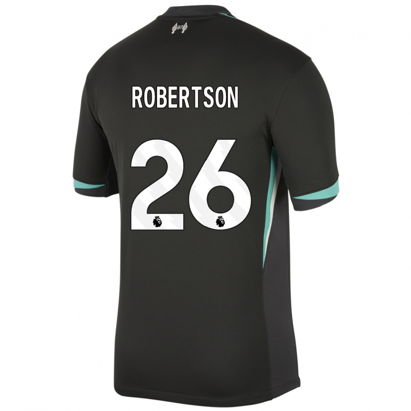 Kandiny Niño Camiseta Andrew Robertson #26 Negro Antracita Blanco 2ª Equipación 2024/25 La Camisa Chile