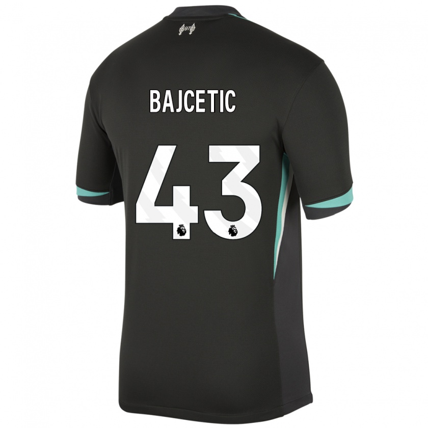 Kandiny Niño Camiseta Stefan Bajcetic #43 Negro Antracita Blanco 2ª Equipación 2024/25 La Camisa Chile