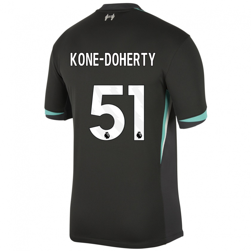 Kandiny Niño Camiseta Trent Kone-Doherty #51 Negro Antracita Blanco 2ª Equipación 2024/25 La Camisa Chile