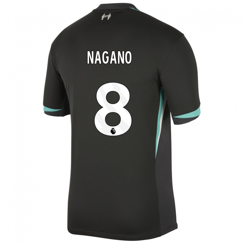 Kandiny Niño Camiseta Fūka Nagano #8 Negro Antracita Blanco 2ª Equipación 2024/25 La Camisa Chile