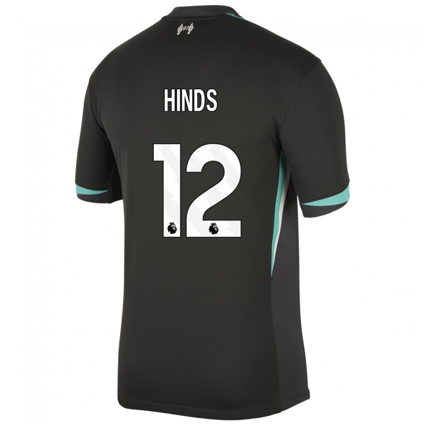 Kandiny Niño Camiseta Taylor Hinds #12 Negro Antracita Blanco 2ª Equipación 2024/25 La Camisa Chile