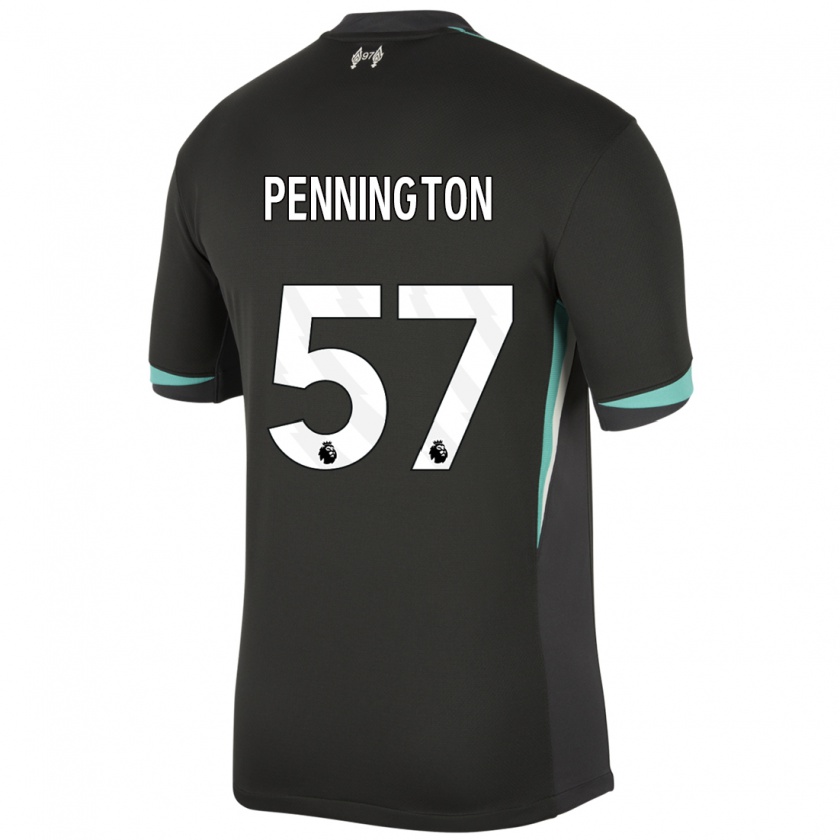 Kandiny Niño Camiseta Cody Pennington #57 Negro Antracita Blanco 2ª Equipación 2024/25 La Camisa Chile