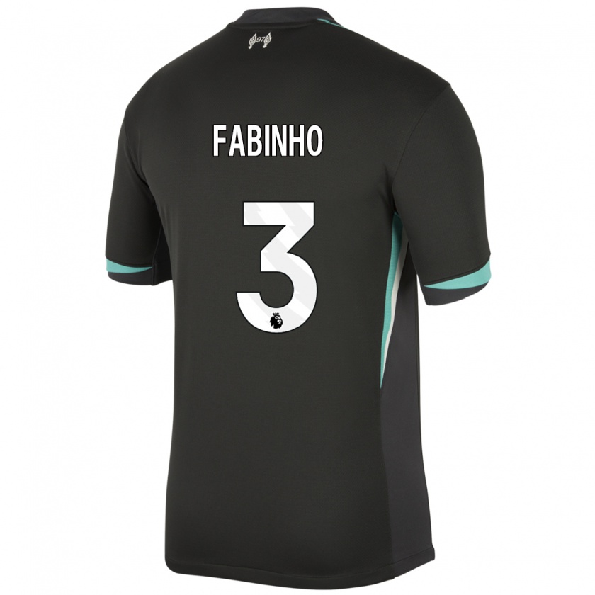 Kandiny Niño Camiseta Fabinho #3 Negro Antracita Blanco 2ª Equipación 2024/25 La Camisa Chile