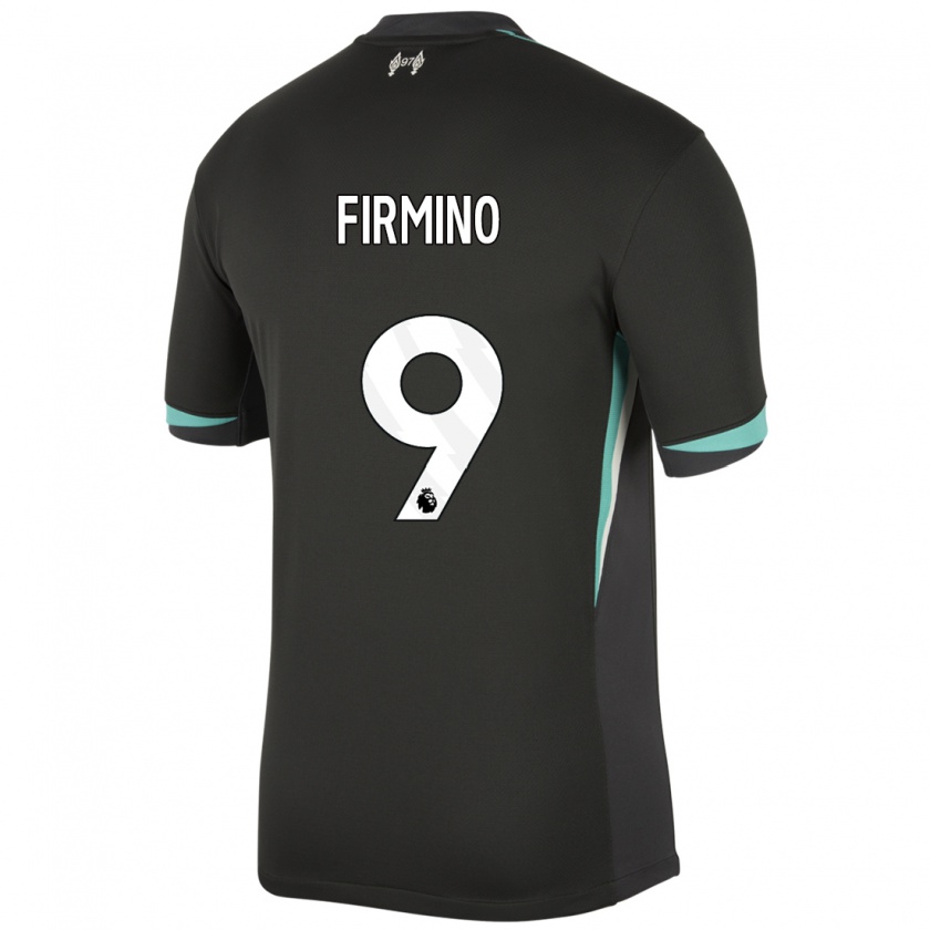 Kandiny Niño Camiseta Roberto Firmino #9 Negro Antracita Blanco 2ª Equipación 2024/25 La Camisa Chile