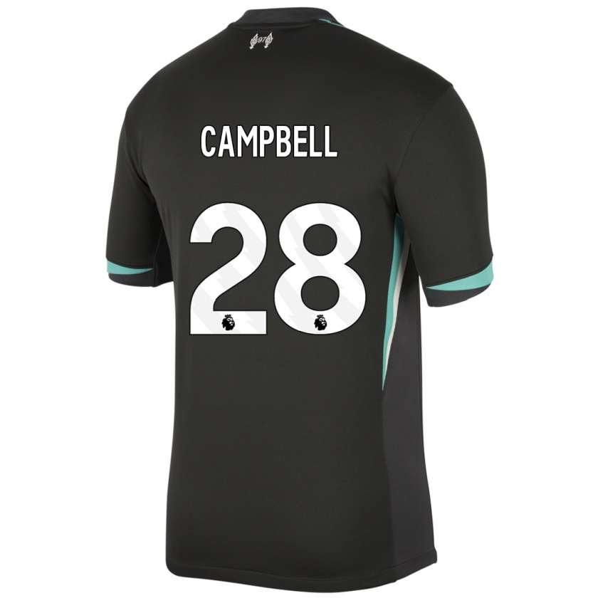 Kandiny Niño Camiseta Megan Campbell #28 Negro Antracita Blanco 2ª Equipación 2024/25 La Camisa Chile