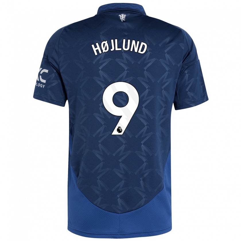 Kandiny Niño Camiseta Rasmus Højlund #9 Índigo 2ª Equipación 2024/25 La Camisa Chile