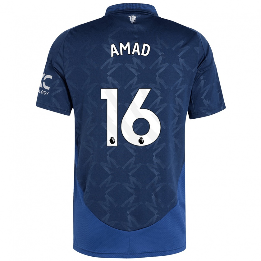 Kandiny Niño Camiseta Amad Diallo #16 Índigo 2ª Equipación 2024/25 La Camisa Chile