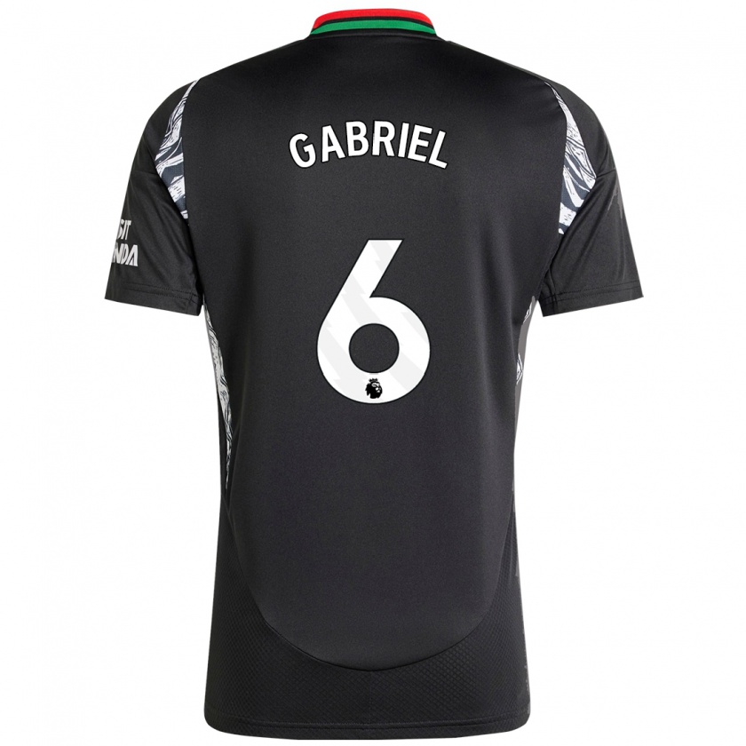 Kandiny Niño Camiseta Gabriel Magalhães #6 Negro 2ª Equipación 2024/25 La Camisa Chile