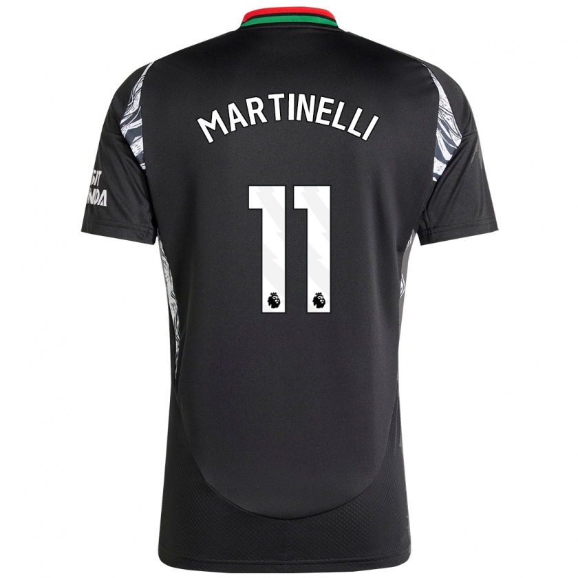 Kandiny Niño Camiseta Gabriel Martinelli #11 Negro 2ª Equipación 2024/25 La Camisa Chile