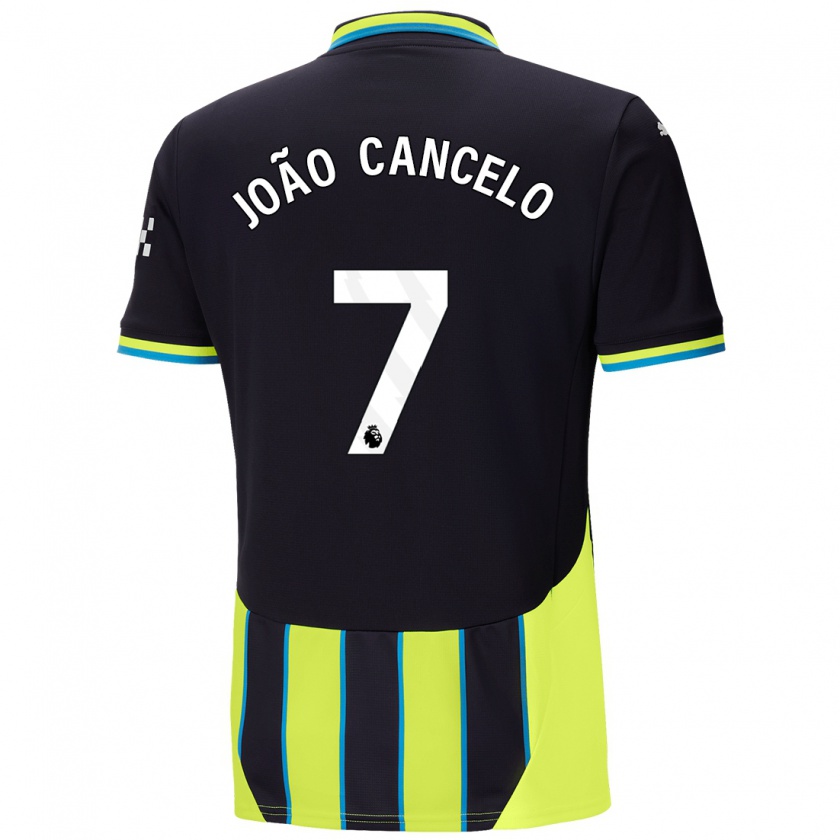 Kandiny Niño Camiseta João Cancelo #7 Azul Amarillo 2ª Equipación 2024/25 La Camisa Chile