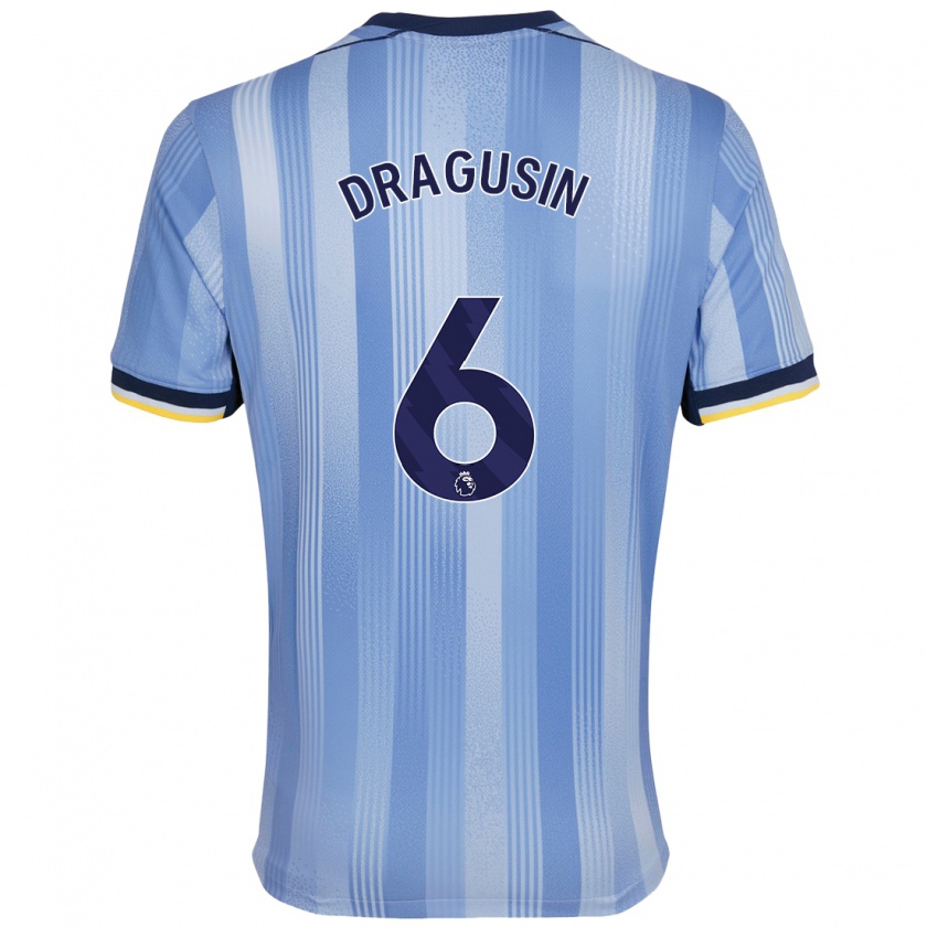 Kandiny Niño Camiseta Radu Drăgușin #6 Azul Claro 2ª Equipación 2024/25 La Camisa Chile