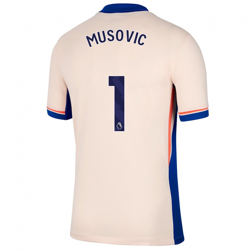 Kandiny Niño Camiseta Zećira Mušović #1 Beige Claro 2ª Equipación 2024/25 La Camisa Chile