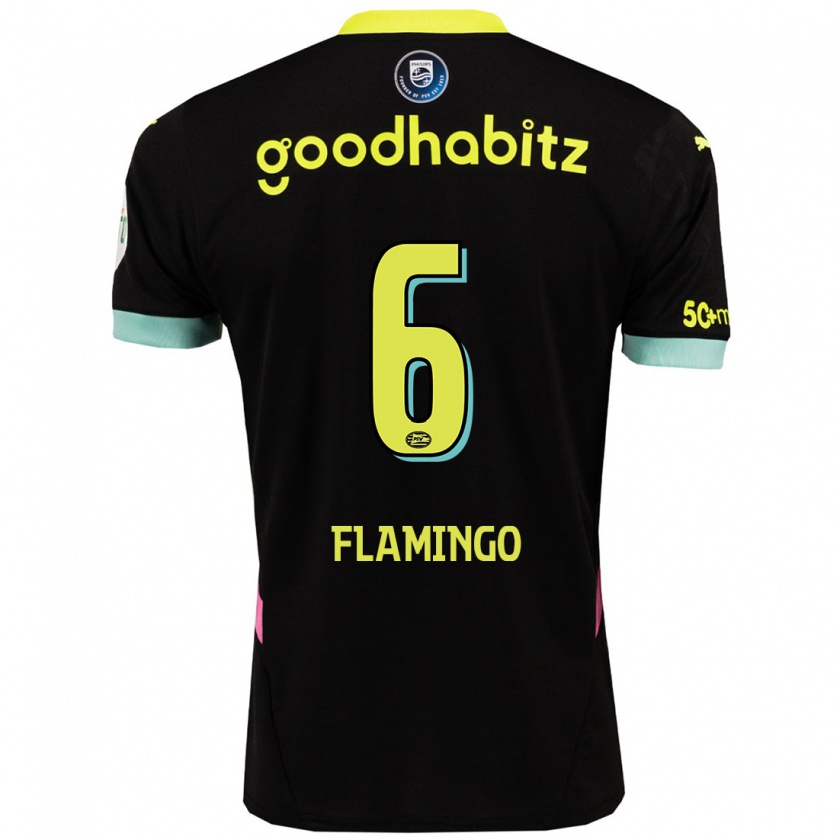 Kandiny Niño Camiseta Ryan Flamingo #6 Negro Amarillo 2ª Equipación 2024/25 La Camisa Chile