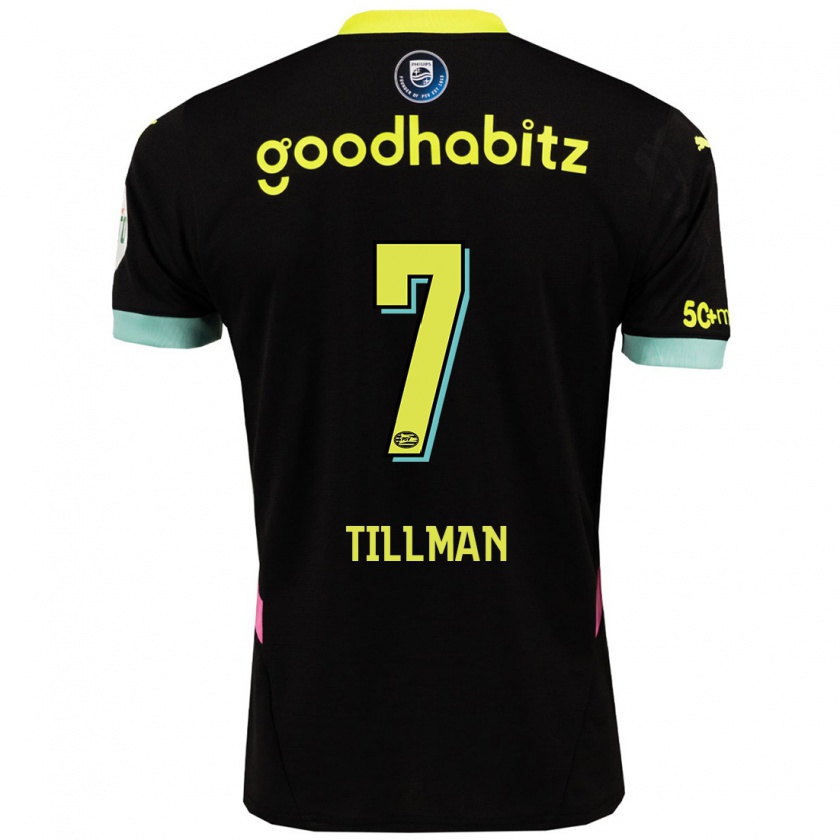 Kandiny Niño Camiseta Malik Tillman #7 Negro Amarillo 2ª Equipación 2024/25 La Camisa Chile