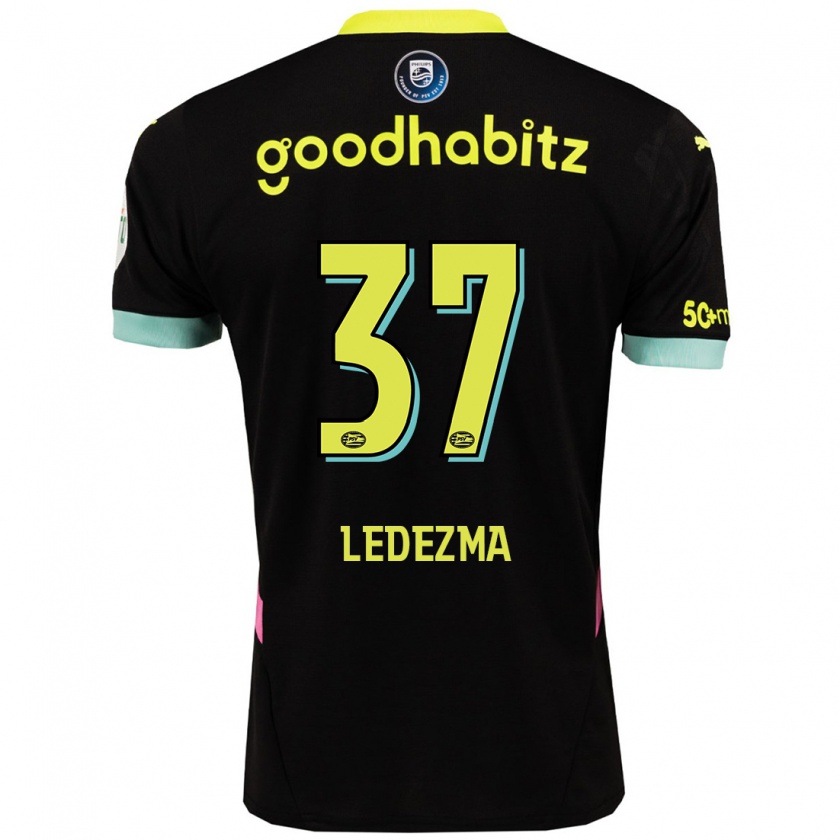 Kandiny Niño Camiseta Richard Ledezma #37 Negro Amarillo 2ª Equipación 2024/25 La Camisa Chile