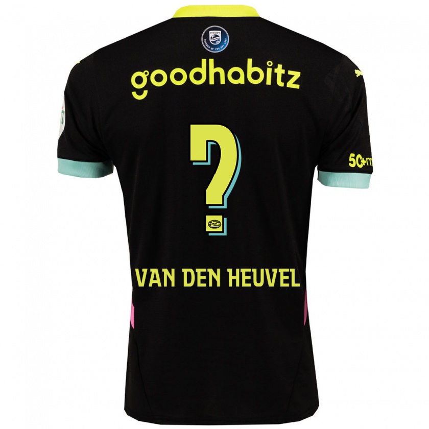 Kandiny Niño Camiseta Tim Van Den Heuvel #0 Negro Amarillo 2ª Equipación 2024/25 La Camisa Chile