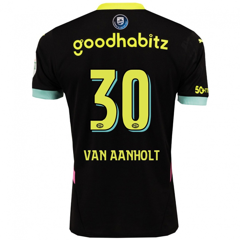 Kandiny Niño Camiseta Patrick Van Aanholt #30 Negro Amarillo 2ª Equipación 2024/25 La Camisa Chile