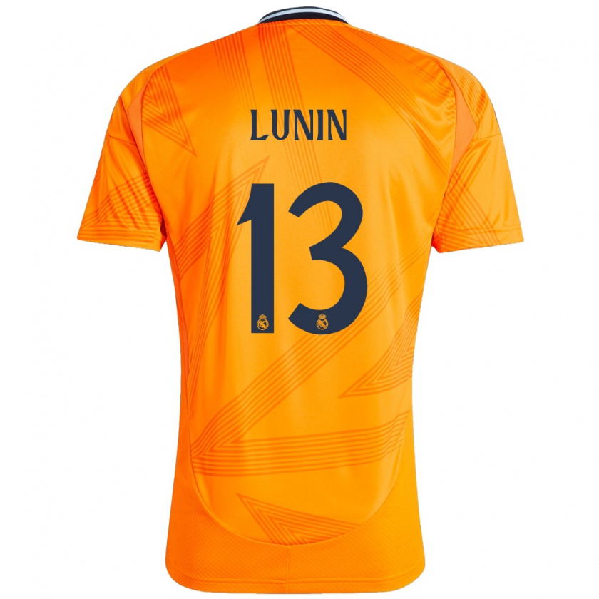 Kandiny Niño Camiseta Andriy Lunin #13 Naranja 2ª Equipación 2024/25 La Camisa Chile