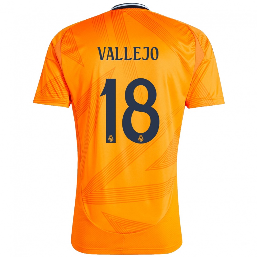 Kandiny Niño Camiseta Jesús Vallejo #18 Naranja 2ª Equipación 2024/25 La Camisa Chile