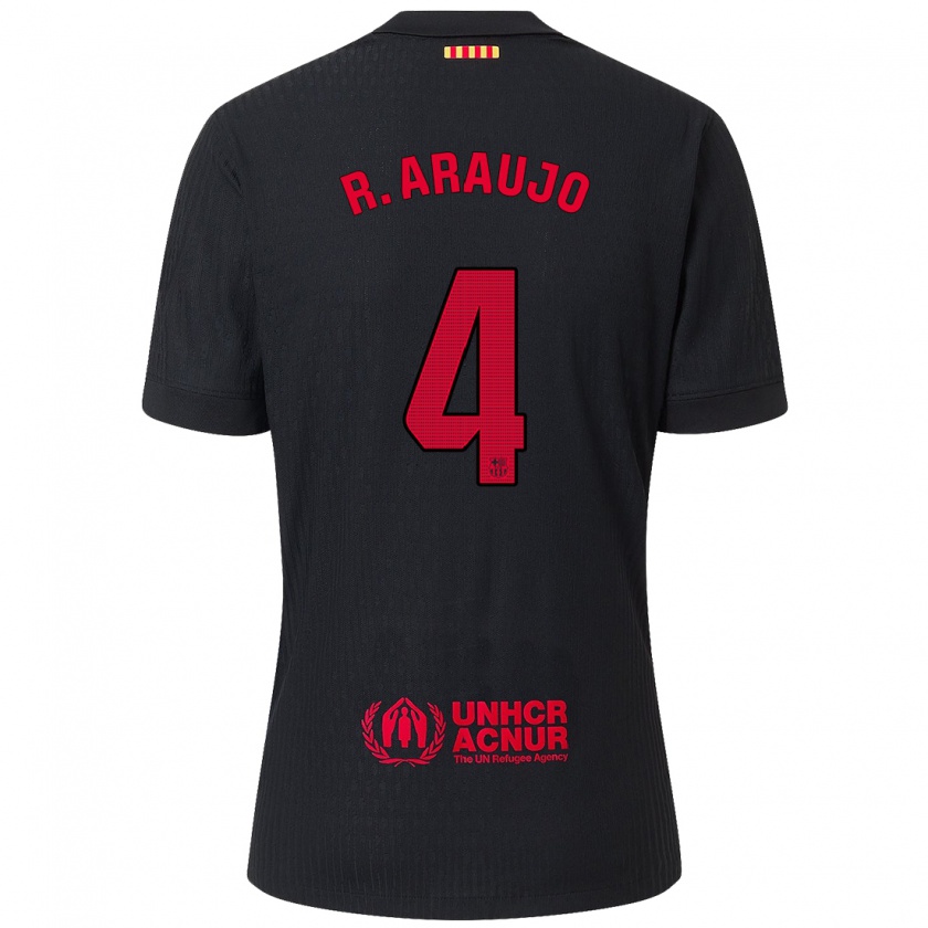 Kandiny Niño Camiseta Ronald Araujo #4 Negro Rojo 2ª Equipación 2024/25 La Camisa Chile