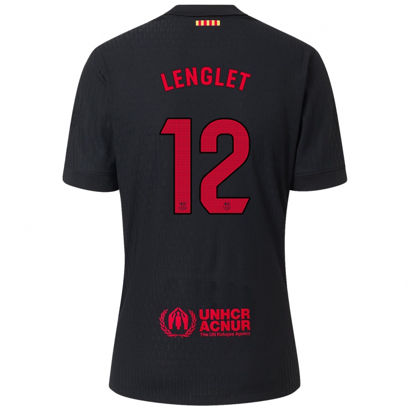 Kandiny Niño Camiseta Clément Lenglet #12 Negro Rojo 2ª Equipación 2024/25 La Camisa Chile