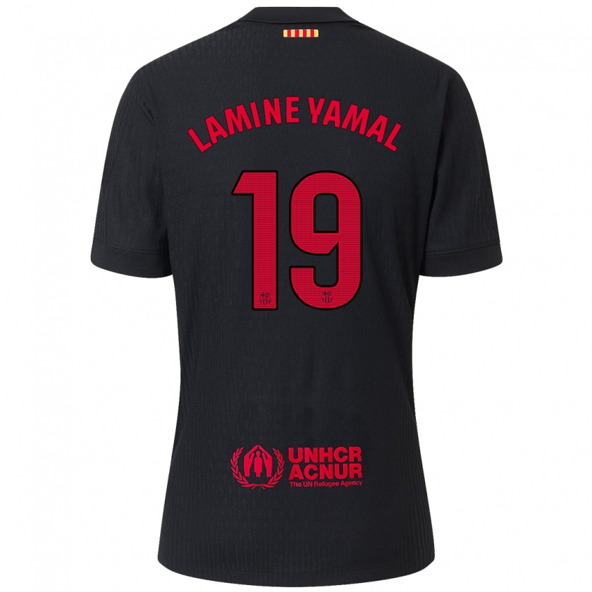 Kandiny Niño Camiseta Lamine Yamal #19 Negro Rojo 2ª Equipación 2024/25 La Camisa Chile