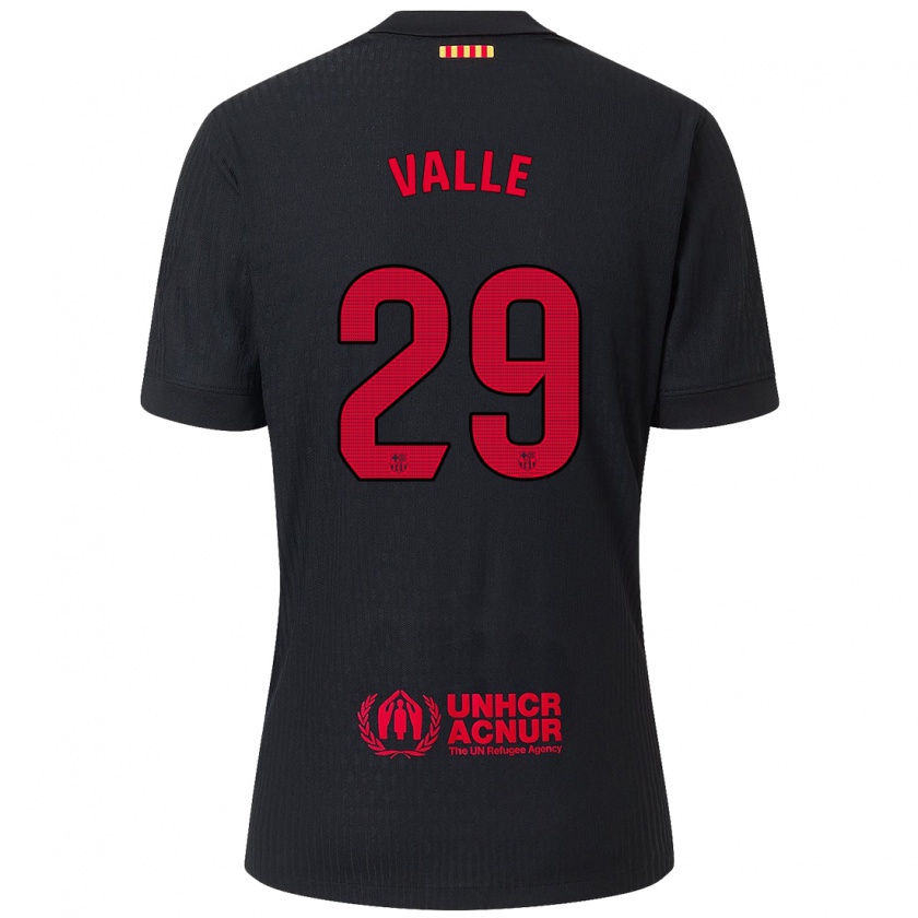 Kandiny Niño Camiseta Álex Valle #29 Negro Rojo 2ª Equipación 2024/25 La Camisa Chile