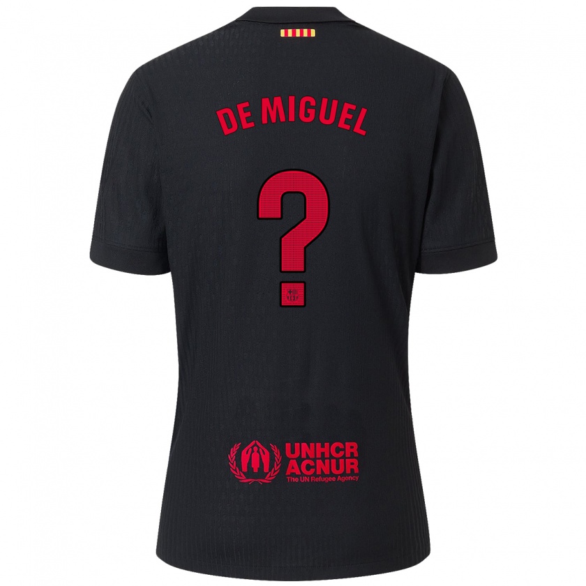 Kandiny Niño Camiseta Carlos De Miguel #0 Negro Rojo 2ª Equipación 2024/25 La Camisa Chile