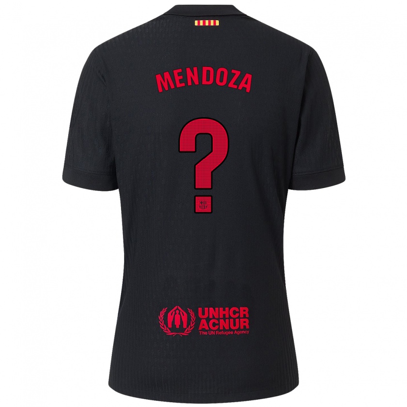 Kandiny Niño Camiseta Byron Mendoza #0 Negro Rojo 2ª Equipación 2024/25 La Camisa Chile