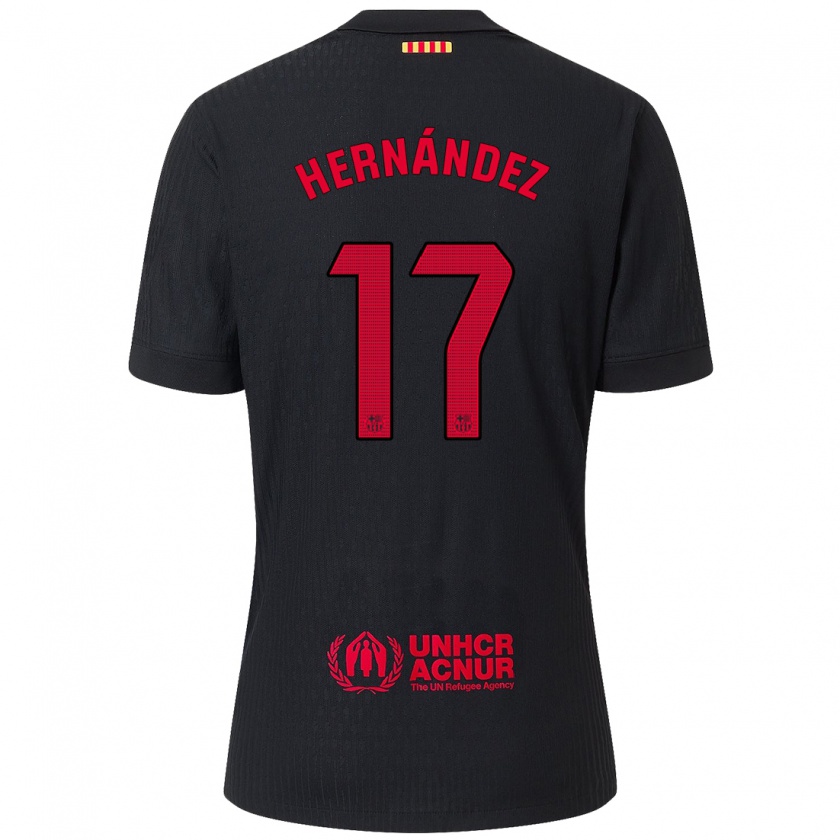 Kandiny Niño Camiseta Juan Hernández #17 Negro Rojo 2ª Equipación 2024/25 La Camisa Chile