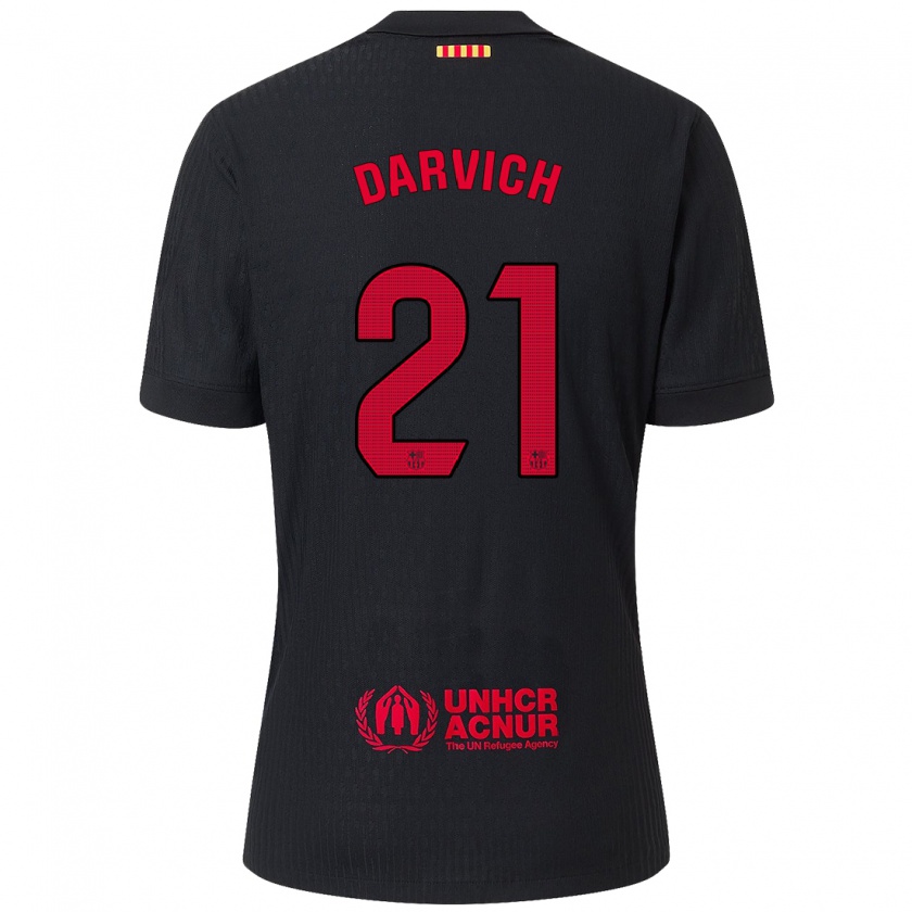 Kandiny Niño Camiseta Noah Darvich #21 Negro Rojo 2ª Equipación 2024/25 La Camisa Chile