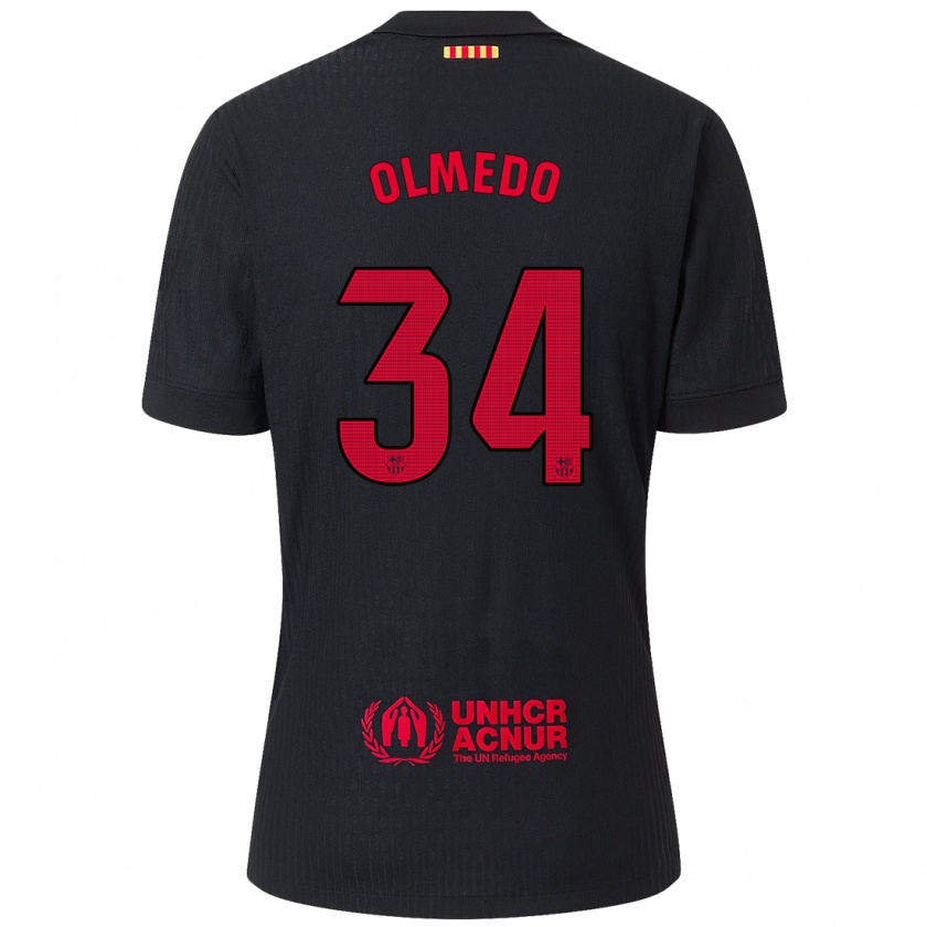 Kandiny Niño Camiseta Alexis Olmedo #34 Negro Rojo 2ª Equipación 2024/25 La Camisa Chile