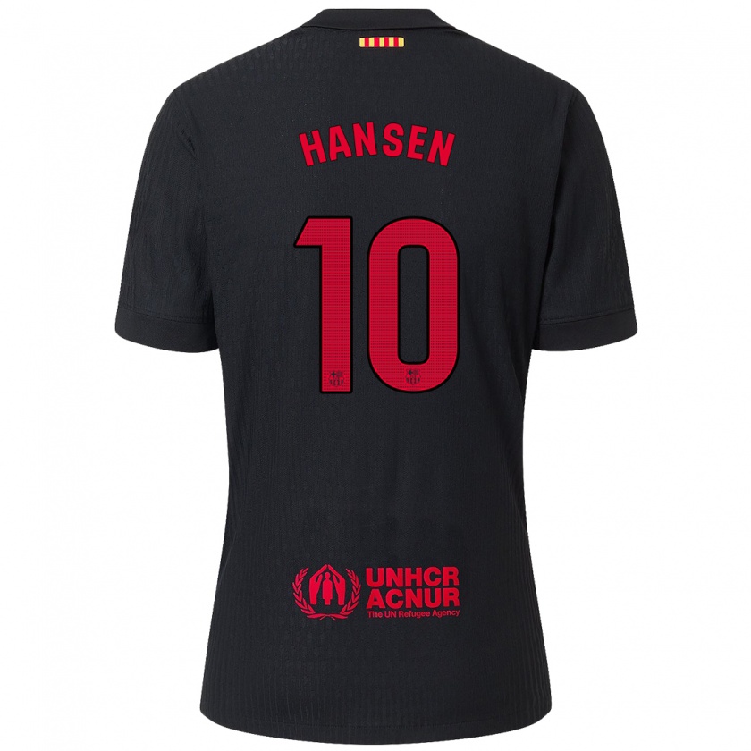 Kandiny Niño Camiseta Caroline Graham Hansen #10 Negro Rojo 2ª Equipación 2024/25 La Camisa Chile