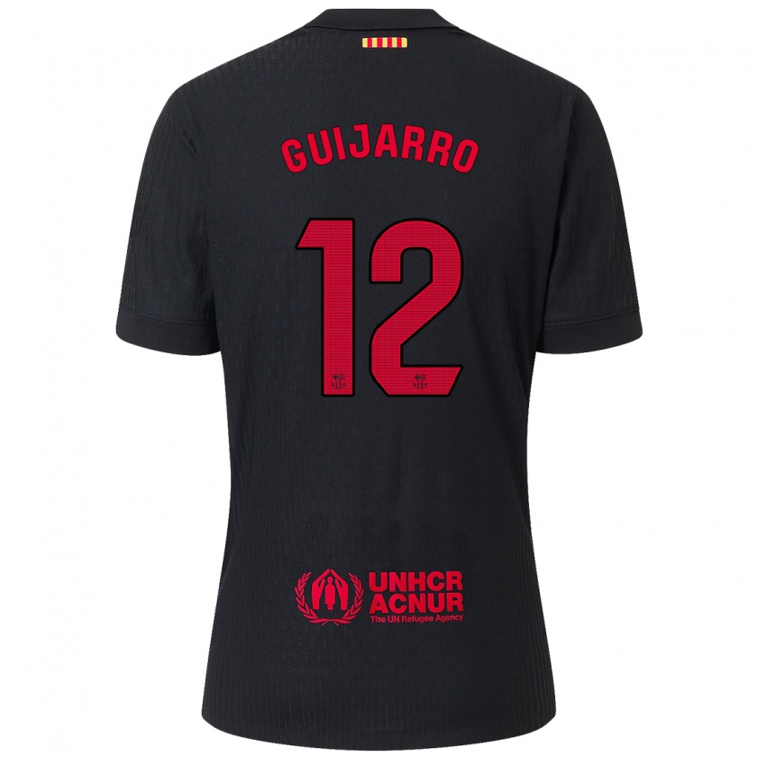 Kandiny Niño Camiseta Patricia Guijarro #12 Negro Rojo 2ª Equipación 2024/25 La Camisa Chile