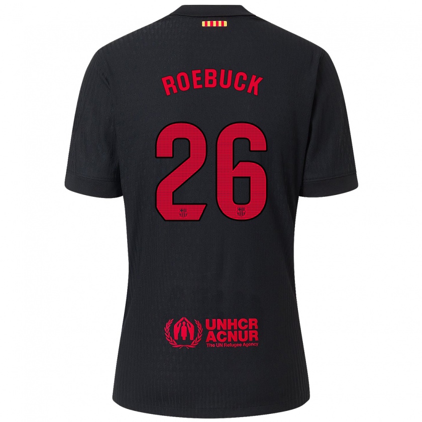 Kandiny Niño Camiseta Ellie Roebuck #26 Negro Rojo 2ª Equipación 2024/25 La Camisa Chile