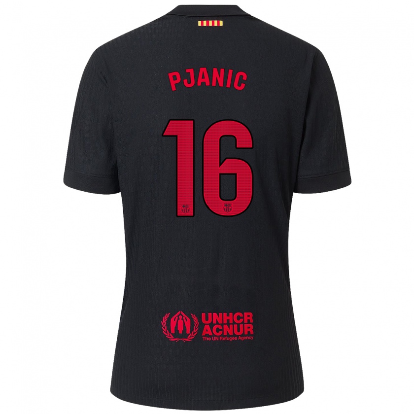 Kandiny Niño Camiseta Miralem Pjanic #16 Negro Rojo 2ª Equipación 2024/25 La Camisa Chile