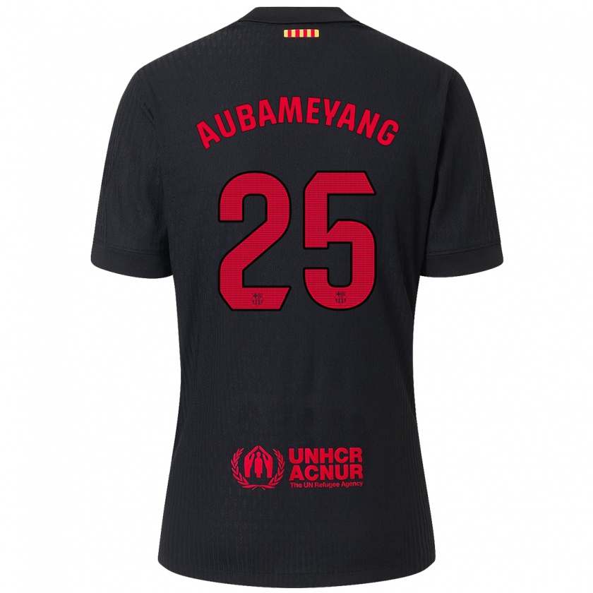 Kandiny Niño Camiseta Pierre Emerick Aubameyang #25 Negro Rojo 2ª Equipación 2024/25 La Camisa Chile