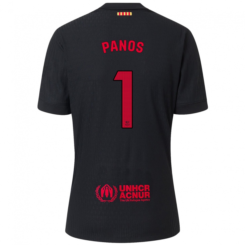 Kandiny Niño Camiseta Sandra Panos #1 Negro Rojo 2ª Equipación 2024/25 La Camisa Chile