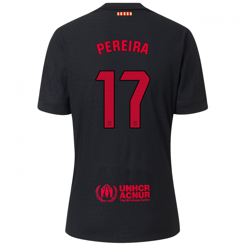 Kandiny Niño Camiseta Andrea Pereira #17 Negro Rojo 2ª Equipación 2024/25 La Camisa Chile