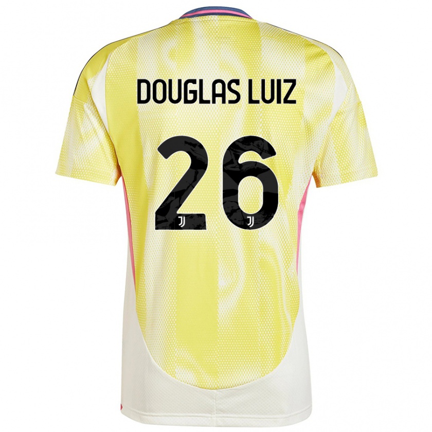 Kandiny Niño Camiseta Douglas Luiz #26 Amarillo Solar 2ª Equipación 2024/25 La Camisa Chile