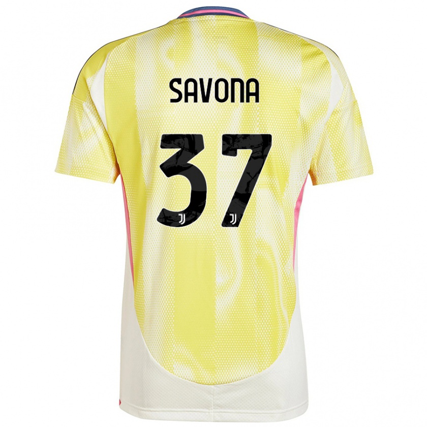 Kandiny Niño Camiseta Nicolò Savona #37 Amarillo Solar 2ª Equipación 2024/25 La Camisa Chile